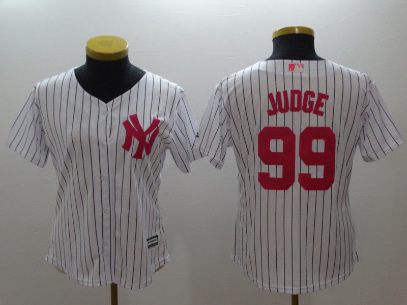 Women New York Yankees #99 Judge White stripes red MLB Jerseys